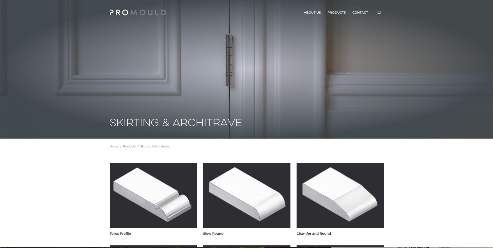 Screenshot of the current Promould website skirting page