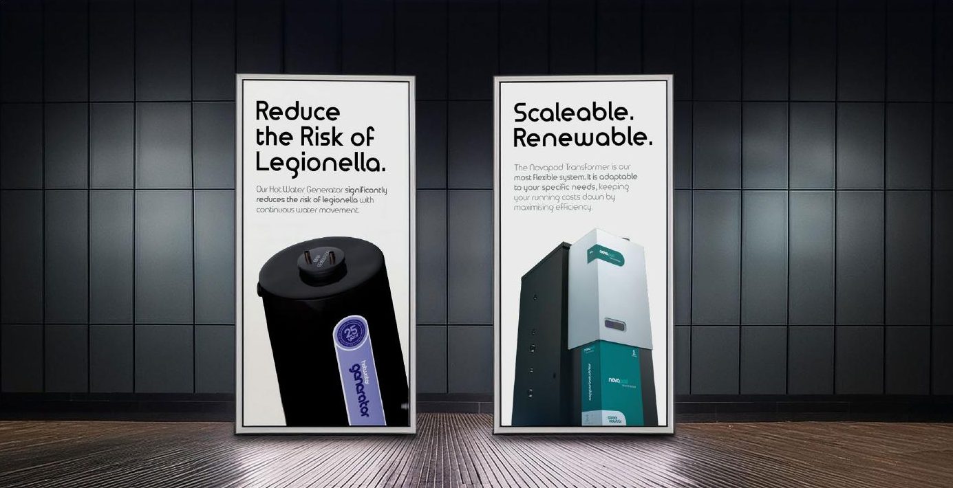 Copper Industries pull-up banners on stage