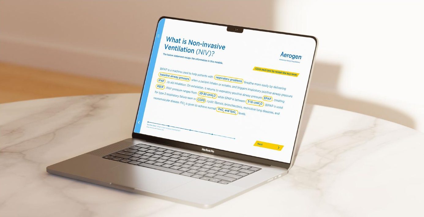 Aerogen learning platform on a laptop